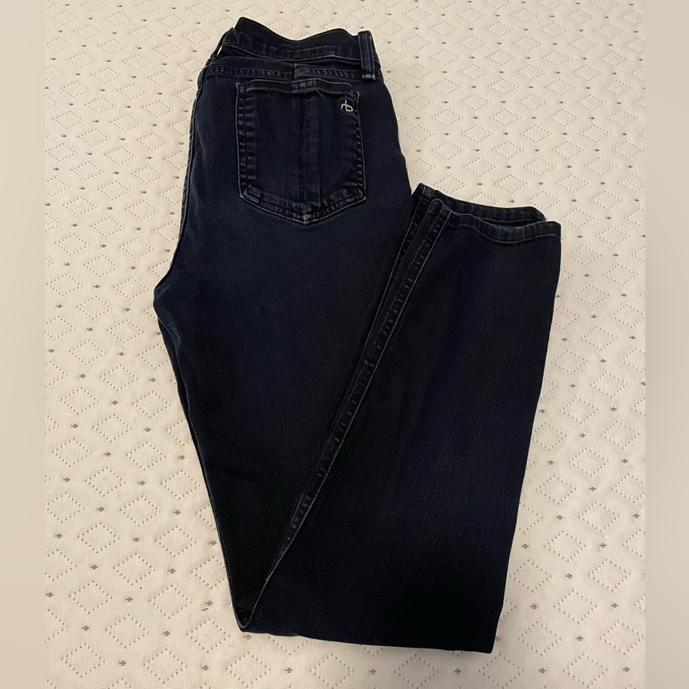 Rag & Bone High Rise Skinny Bedford Black Coal Jeans 28” Altered